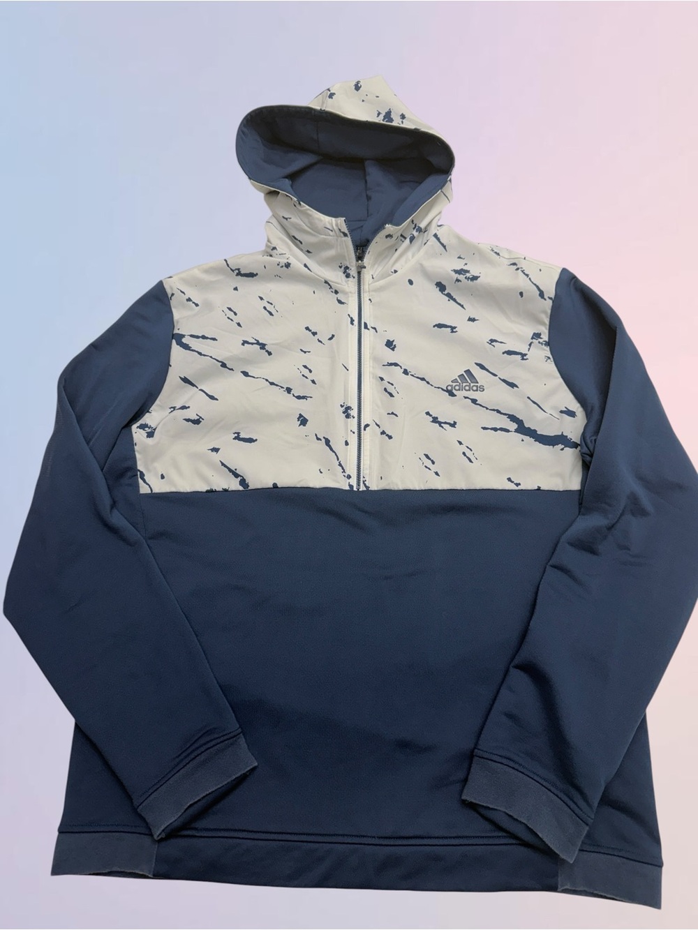 ADIDAS GOLF COLD.RDY Men’s Large Blue White 1/4 Zip Jacket